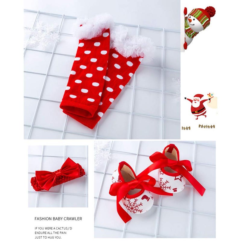 Winmany Newborn Baby Girls Christmas Romper Tutu Dress Outfit Headband Leg Warmer Shoes - Image 5